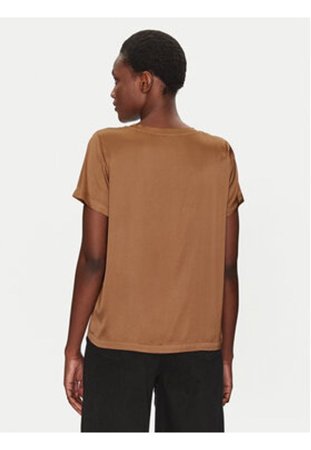 ViCOLO Bluzka TD0007 Brązowy Relaxed Fit. Kolor: brązowy. Materiał: satyna, wiskoza