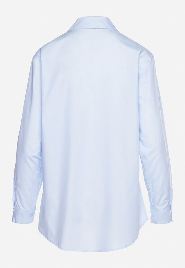 Born2be - Niebieska Koszula z Krawatem i Jeansową Wstawką Eirisema. Kolor: niebieski. Materiał: jeans