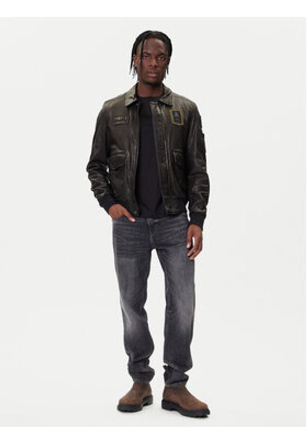 Aeronautica Militare Kurtka skórzana 252PN0895U100839 Czarny Regular Fit. Kolor: czarny. Materiał: skóra