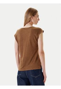 United Colors of Benetton - United Colors Of Benetton T-Shirt 37UJE16B1 Brązowy Regular Fit. Kolor: brązowy. Materiał: len #3