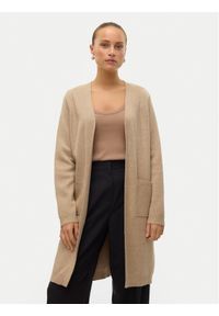 Vero Moda Kardigan Saba 10309316 Beżowy Regular Fit. Kolor: beżowy. Materiał: wiskoza, syntetyk