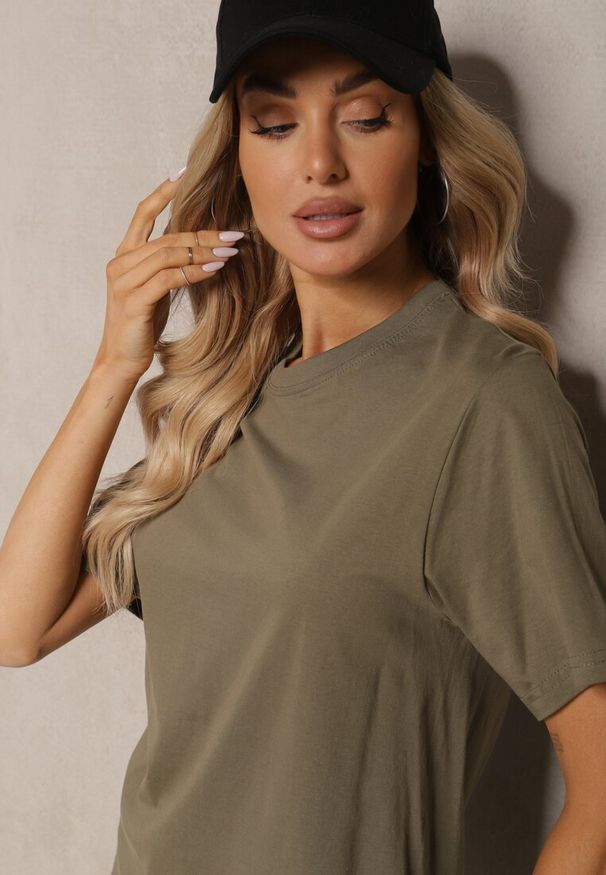 Renee - Zielona Koszulka z Bawełny bez Zdobień Danlekia. Okazja: na co dzień. Kolor: zielony. Materiał: bawełna. Wzór: aplikacja. Sezon: lato. Styl: klasyczny, casual