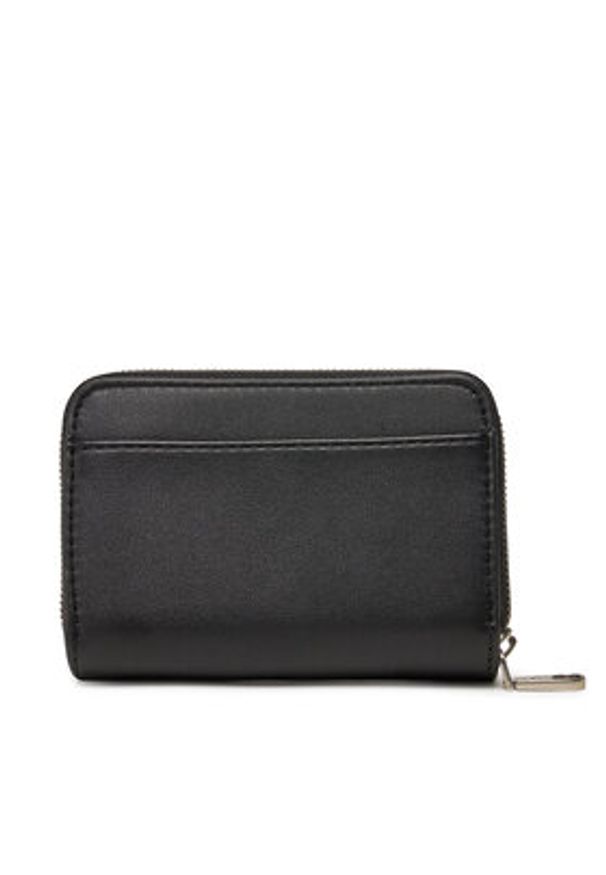 Calvin Klein Jeans Mały Portfel Damski Sculpted Med Flap Zip Around LV04K1004G Czarny. Kolor: czarny. Materiał: skóra
