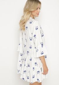 Born2be - Biała Sukienka z Wiskozą o Rozkloszowanym Kroju z Haftem i Falbankami Axneria. Okazja: na co dzień. Typ kołnierza: kołnierz z falbankami. Kolor: biały. Materiał: wiskoza. Wzór: haft. Typ sukienki: rozkloszowane. Styl: casual, klasyczny #4