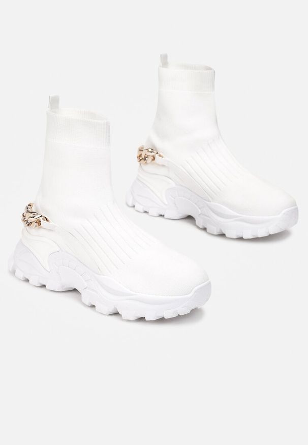 Born2be - Białe Sneakersy Klymale. Nosek buta: okrągły. Zapięcie: bez zapięcia. Kolor: biały. Materiał: materiał. Szerokość cholewki: normalna