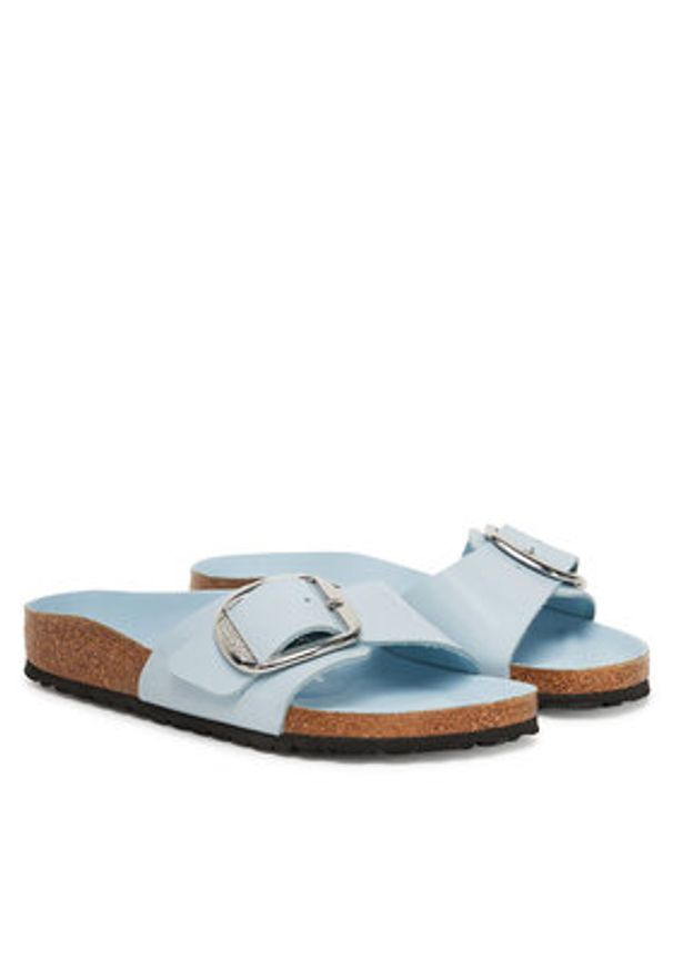 Birkenstock Klapki Madrid Big Buckle Hex 1030364 Błękitny. Kolor: niebieski. Materiał: skóra