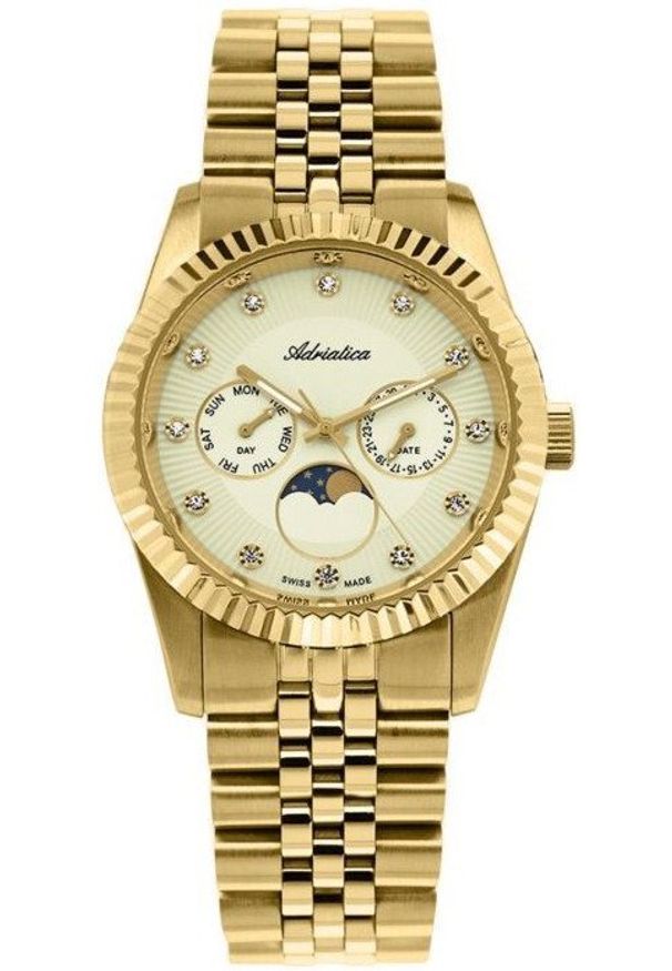 Zegarek damski Adriatica A3809.1141QF CYRKONIE złoty. Kolor: złoty
