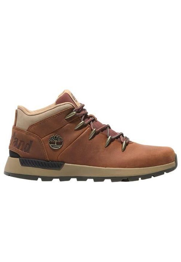 Buty do chodzenia męskie Timberland Euro Sprint Trekker Mid. Kolor: brązowy, wielokolorowy. Materiał: materiał, skóra. Szerokość cholewki: normalna. Sport: turystyka piesza, bieganie
