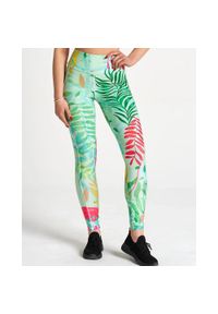 SLAVIWEAR - Legginsy sportowe damskie z wysokim stanem z kieszenią Green Leaf. Stan: podwyższony. Kolor: zielony #1