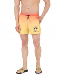 La Martina - LA MARTINA Spodenki kąpielowe męskie żółte, Rozmiar XL. Kolor: żółty. Materiał: poliester. Wzór: gradientowy #2