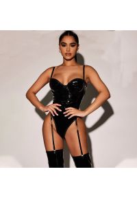 Intica - Body z pasem do pończoch na specjalne okazje Odharnait. Kolor: czarny. Materiał: tkanina, materiał #6