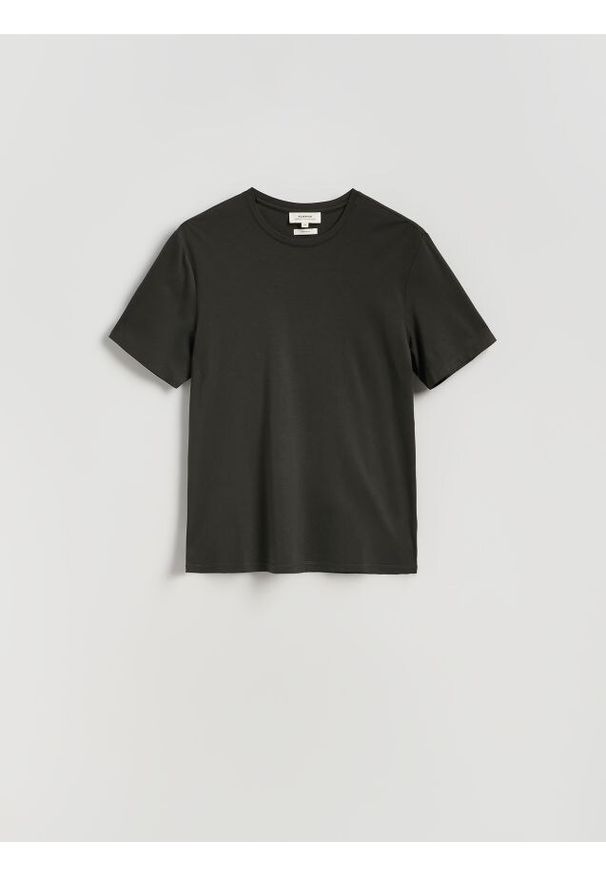 Reserved - T-shirt regular fit z modalem - zielony. Kolor: zielony. Materiał: bawełna