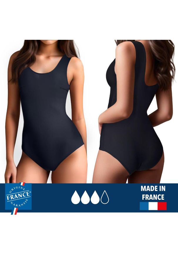 PLIM UNDERWEAR - Menstruacyjny strój kąpielowy 1-częściowy dla nastolatek – duża chłonność. Kolor: czarny