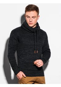 Ombre Clothing - Sweter męski - czarny E152 - L. Typ kołnierza: kołnierzyk stójkowy. Kolor: czarny. Materiał: akryl. Wzór: ze splotem #4