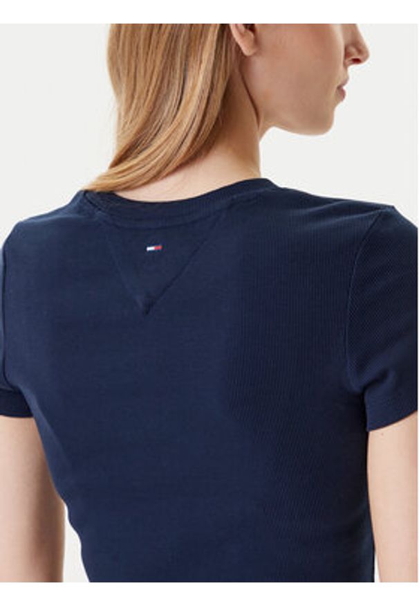Tommy Jeans T-Shirt DW0DW21421 Granatowy Slim Fit. Kolor: niebieski. Materiał: bawełna