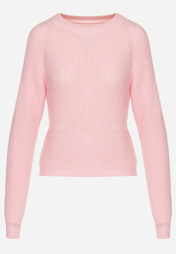 Born2be - Jasnoróżowy Klasyczny Sweter o Krótszym Kroju Zinoraya. Okazja: na co dzień. Kolor: różowy. Materiał: jeans, bawełna. Długość rękawa: długi rękaw. Długość: krótkie. Sezon: zima, jesień. Styl: klasyczny