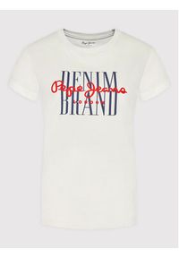 Pepe Jeans T-Shirt Camille PL505147 Biały Regular Fit. Kolor: biały. Materiał: bawełna