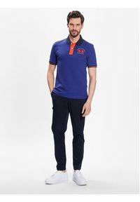 La Martina Polo VMP005 PK001 Niebieski Slim Fit. Typ kołnierza: polo. Kolor: niebieski. Materiał: bawełna