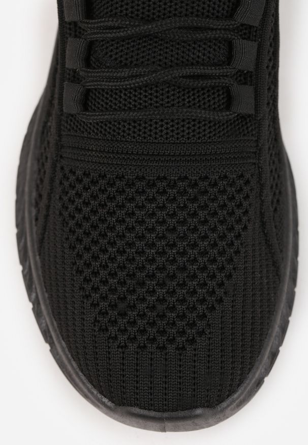 Renee - Czarne Buty Sportowe na Platformie ze Sznurowaniem Adelmarie. Okazja: na co dzień. Kolor: czarny. Materiał: jeans, dresówka. Obcas: na platformie