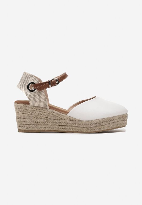 Born2be - Białe Sandały Espadryle na Plecionym Koturnie Effilda. Okazja: na co dzień. Zapięcie: sprzączka. Kolor: biały. Obcas: na koturnie. Styl: elegancki, casual
