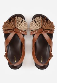 Renee - Jasnobrązowe Sandały VICES z Frędzlami z Przodu Callane. Zapięcie: sprzączka. Kolor: brązowy. Materiał: jeans #2