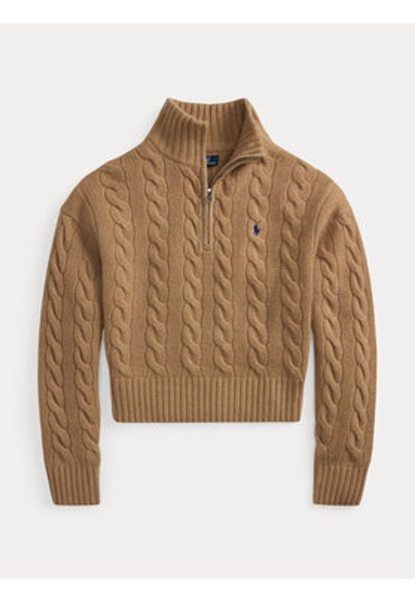 Polo Ralph Lauren Sweter 211972130002 Beżowy Relaxed Fit. Typ kołnierza: polo. Kolor: beżowy. Materiał: wełna
