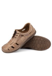 KENT Buty męskie na lato ażurowe 600 brązowe. Okazja: na co dzień. Kolor: brązowy. Materiał: skóra. Wzór: ażurowy. Sezon: lato. Styl: sportowy, casual #5