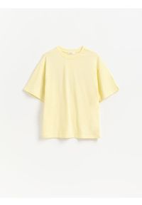 Reserved - Bawełniany t-shirt oversize - żółty. Kolor: żółty. Materiał: bawełna #1