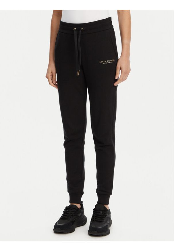 Armani Exchange Spodnie dresowe 8NYPBA YJE5Z 52AK Czarny Regular Fit. Kolor: czarny. Materiał: bawełna, syntetyk