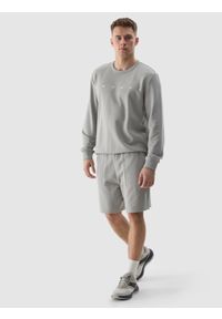4f - 4F Spodenki dresowe męskie - szare L. Kolor: szary. Materiał: dresówka. Długość: krótkie. Wzór: ze splotem, nadruk, gładki #1