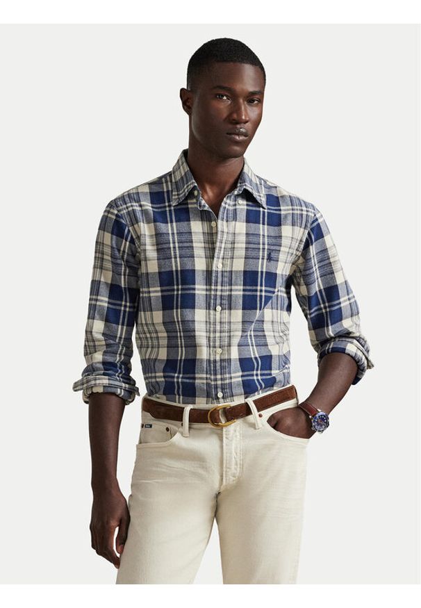 Polo Ralph Lauren Koszula 710953707004 Granatowy Custom Fit. Typ kołnierza: polo. Kolor: niebieski. Materiał: bawełna