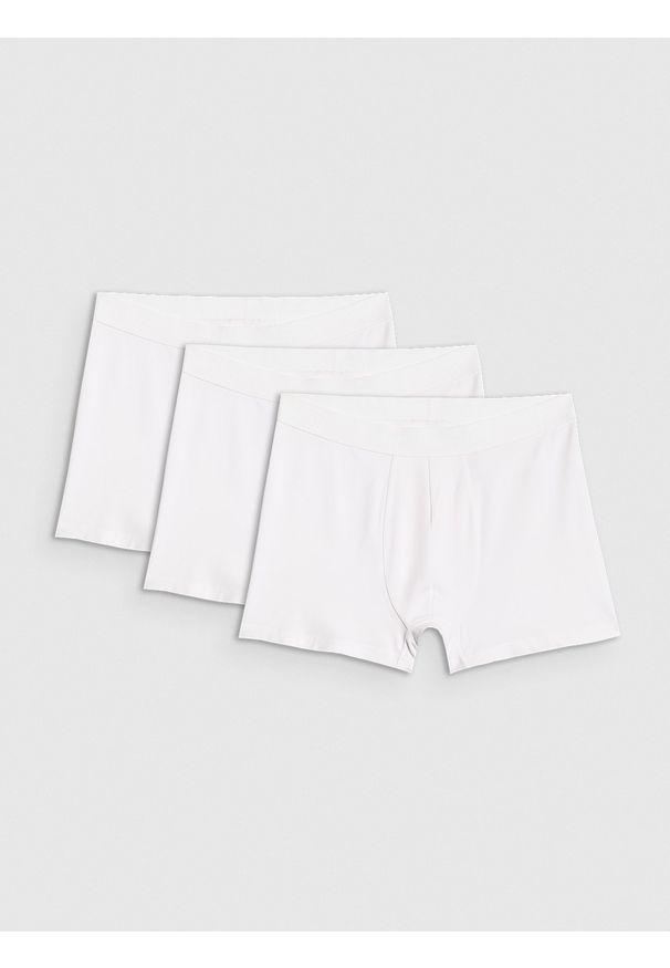4f - 4F Bielizna bokserki (3-pack) męskie - białe M. Kolor: biały. Materiał: guma, bawełna, elastan