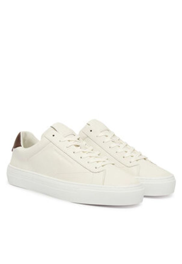 TOMMY HILFIGER - Tommy Hilfiger Sneakersy Premium Dress Cupsole Lth FM0FM05572 Écru. Materiał: skóra