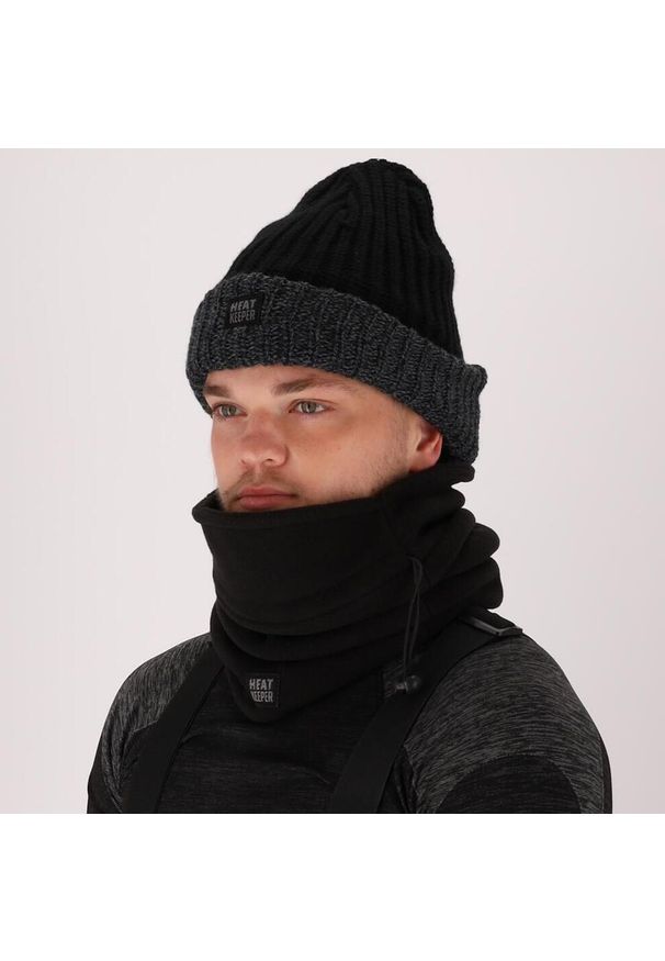HEAT KEEPER - Zestaw termo unisex Komin na szyję/Rękawiczki. Kolor: czarny. Materiał: poliamid. Sezon: zima. Sport: narciarstwo