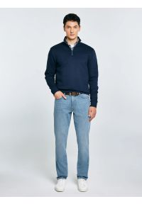 Big-Star - Bluza męska ze stójką granatowa Salih 403. Typ kołnierza: kołnierzyk stójkowy. Kolor: niebieski. Materiał: wiskoza, dzianina. Styl: klasyczny #7