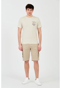 Aeronautica Militare - AERONAUTICA MILITARE Beżowy bawełniany męski t-shirt Short Sleeve, Rozmiar M. Kolor: beżowy. Materiał: bawełna #3