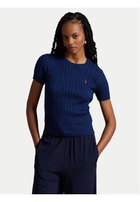 Polo Ralph Lauren Sweter 211965761001 Granatowy Slim Fit. Typ kołnierza: polo. Kolor: niebieski. Materiał: bawełna #1