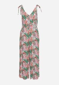 Born2be - Zielony Kombinezon z Długimi Nogawkami Wiązanymi Ramiączkami i Abstrakcyjnym Printem Izara. Okazja: na co dzień, na spacer, na imprezę. Kolor: zielony. Materiał: wiskoza. Długość rękawa: na ramiączkach. Długość: długie. Wzór: nadruk. Sezon: lato. Styl: casual, elegancki #3