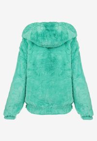Born2be - Zielona Kurtka Futerko Teddy Oversize Denon. Typ kołnierza: kaptur. Kolor: zielony. Materiał: futro. Sezon: zima, jesień #3