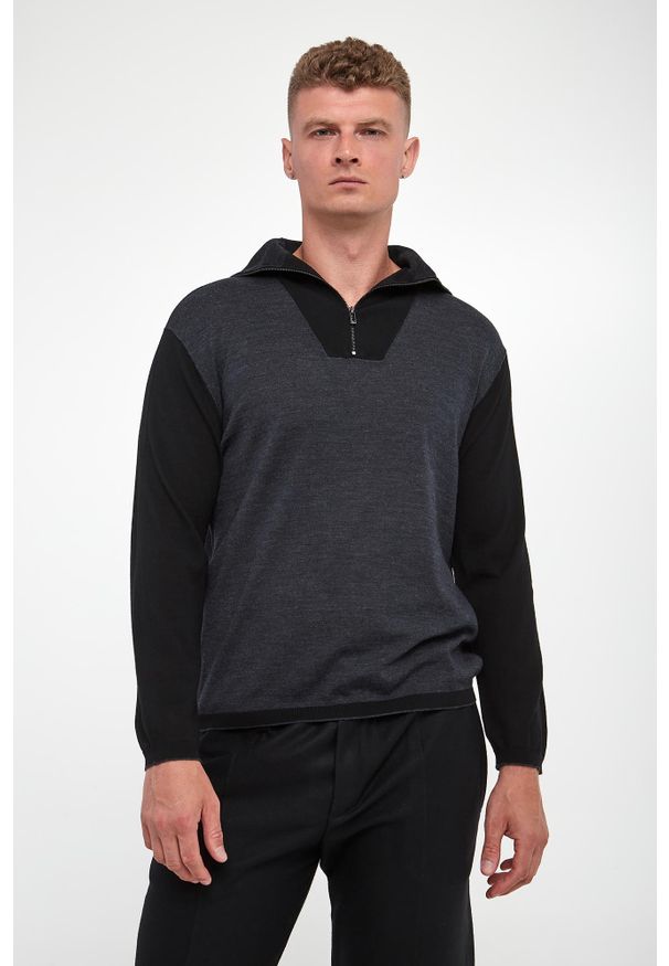 Emporio Armani - Golf męski wełniany EMPORIO ARMANI. Typ kołnierza: golf. Materiał: wełna