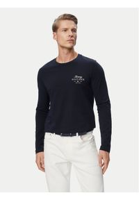 TOMMY HILFIGER - Tommy Hilfiger Longsleeve Script Stack MW0MW43225 Granatowy Regular Fit. Kolor: niebieski. Materiał: bawełna. Długość rękawa: długi rękaw #1