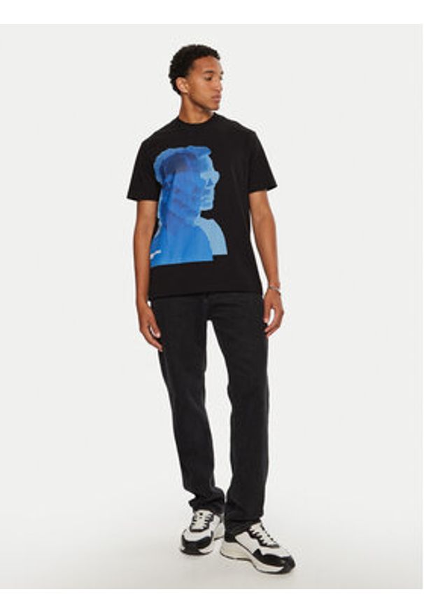 Karl Lagerfeld Jeans T-Shirt 246D1705 Czarny Regular Fit. Kolor: czarny. Materiał: bawełna