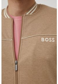 BOSS bluza męska kolor beżowy z aplikacją. Okazja: na co dzień. Kolor: beżowy. Wzór: aplikacja. Styl: casual #3