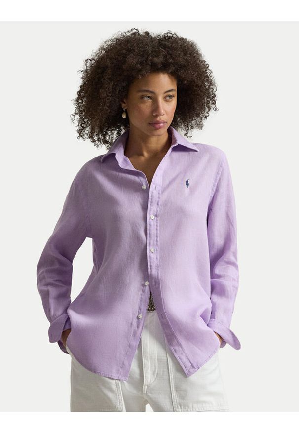 Polo Ralph Lauren Koszula 211970730513 Fioletowy Classic Fit. Typ kołnierza: polo. Kolor: fioletowy. Materiał: len