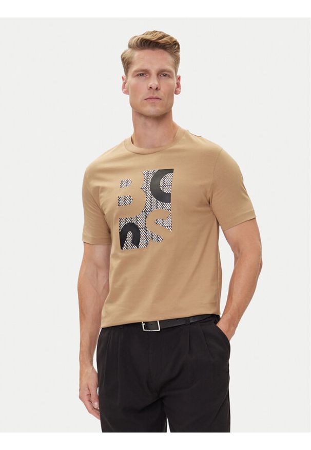 BOSS T-Shirt H-Thompson 655 50543901 Beżowy Regular Fit. Kolor: beżowy. Materiał: bawełna