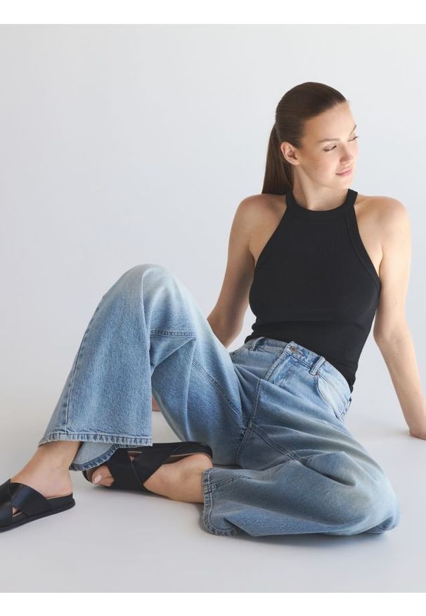 Reserved - Bawełniany top - czarny. Kolor: czarny. Materiał: bawełna