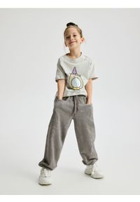 Reserved - Spodnie dresowe z aplikacją - ciemnoszary. Kolor: szary. Materiał: dresówka. Wzór: aplikacja #1