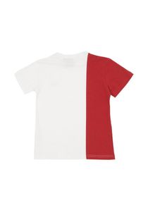LEONE 1947 APPAREL - Pionowa, dwukolorowa koszulka dziecięca z krótkim rękawem klasy Junior. Kolor: biały. Długość rękawa: krótki rękaw. Długość: krótkie. Sport: joga i pilates