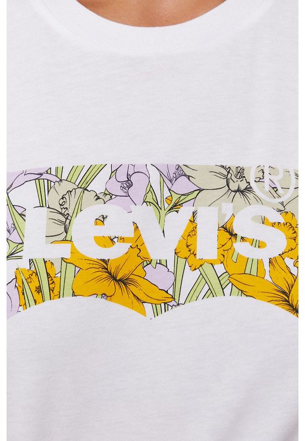 Levi's® - Levi's - T-shirt bawełniany. Okazja: na co dzień, na spotkanie biznesowe. Kolor: biały. Materiał: bawełna. Wzór: nadruk. Styl: biznesowy, casual