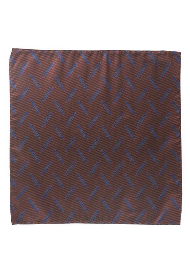 Poszetka Męska, Elegancka - Alties - Brązowa w Geometryczny Wzór. Kolor: wielokolorowy, beżowy, brązowy. Materiał: poliester. Wzór: geometria